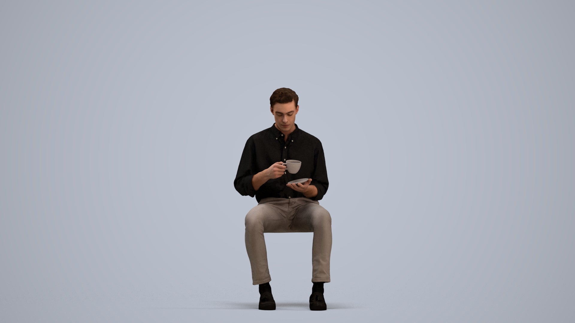 realistic 3D people man casual sitting, render-ready for V-Ray and Corona, FBX OBJ, standing pose render