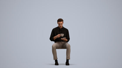 realistic 3D people man casual sitting, render-ready for V-Ray and Corona, FBX OBJ, standing pose render
