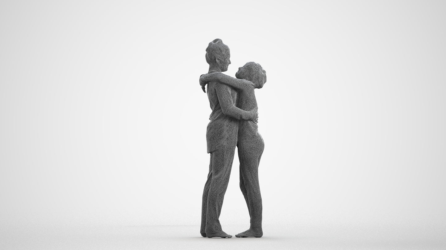 3D human model girl kids, photogrammetry scanned person for archviz, wireframe front view