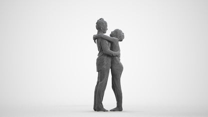 3D human model girl kids, photogrammetry scanned person for archviz, wireframe front view