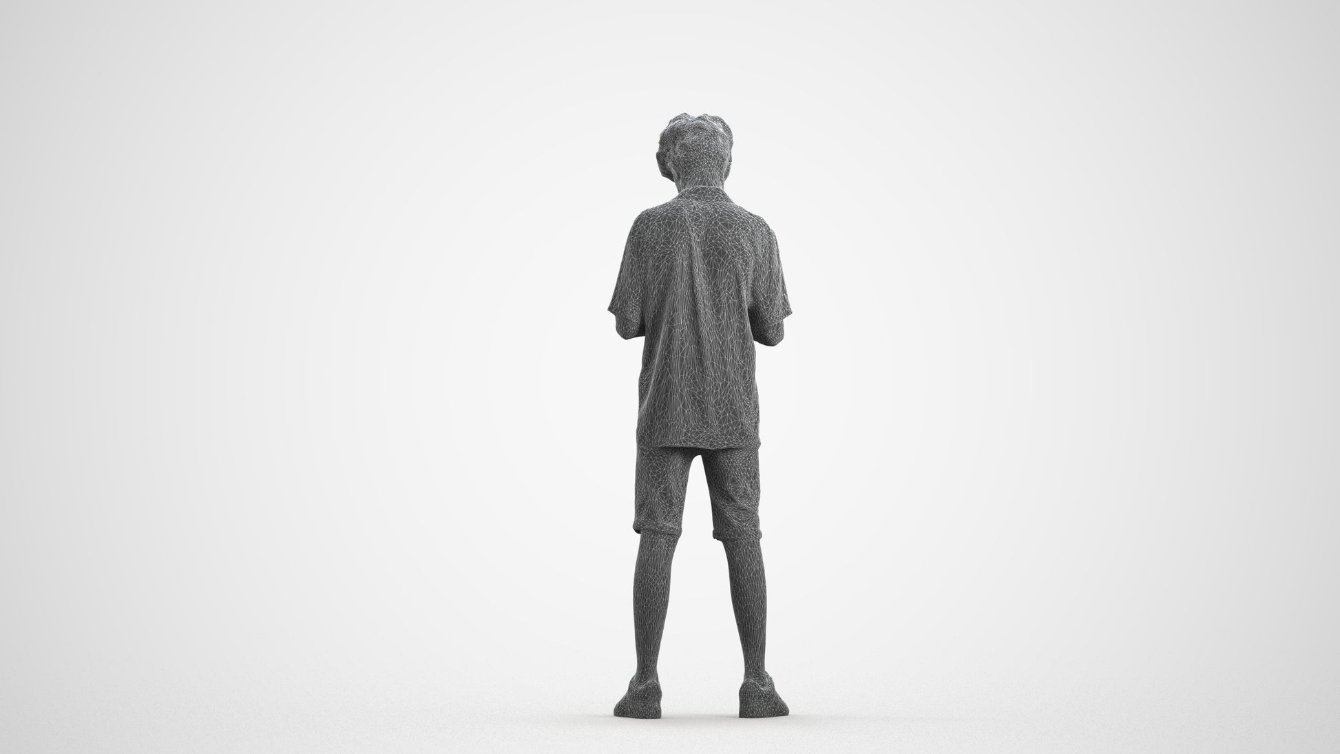 realistic 3D human boy casual kids, archviz people FBX OBJ for Blender, wireframe front view