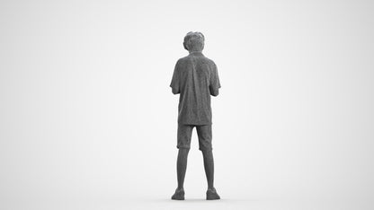 realistic 3D human boy casual kids, archviz people FBX OBJ for Blender, wireframe front view