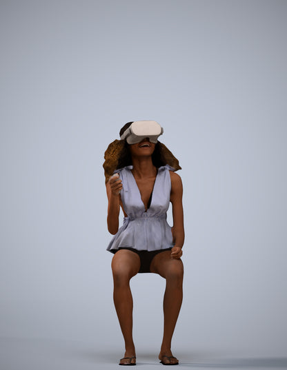 photogrammetry 3D woman casual sitting, realistic human model archviz FBX