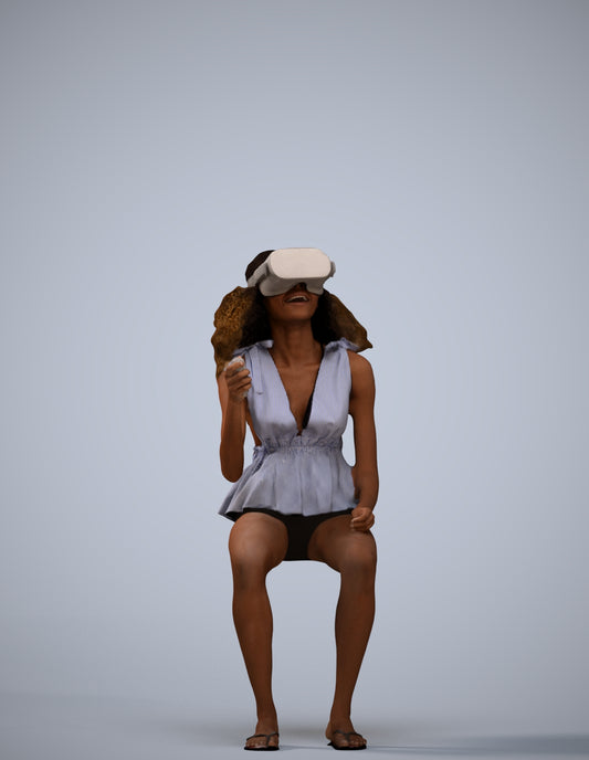 photogrammetry 3D woman casual sitting, realistic human model archviz FBX