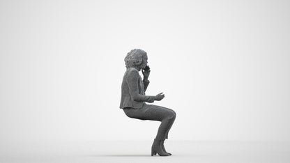 3D people model woman business, scanned human for 3ds Max rendering, wireframe side view