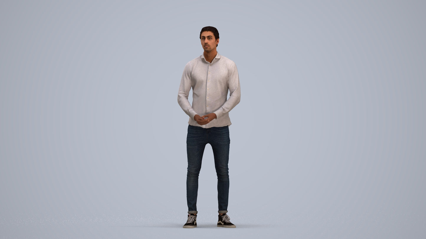 realistic 3D people man casual standing, render-ready for V-Ray and Corona, FBX OBJ, standing pose render