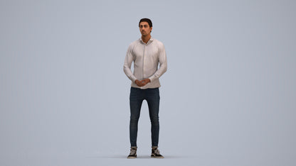 realistic 3D people man casual standing, render-ready for V-Ray and Corona, FBX OBJ, standing pose render