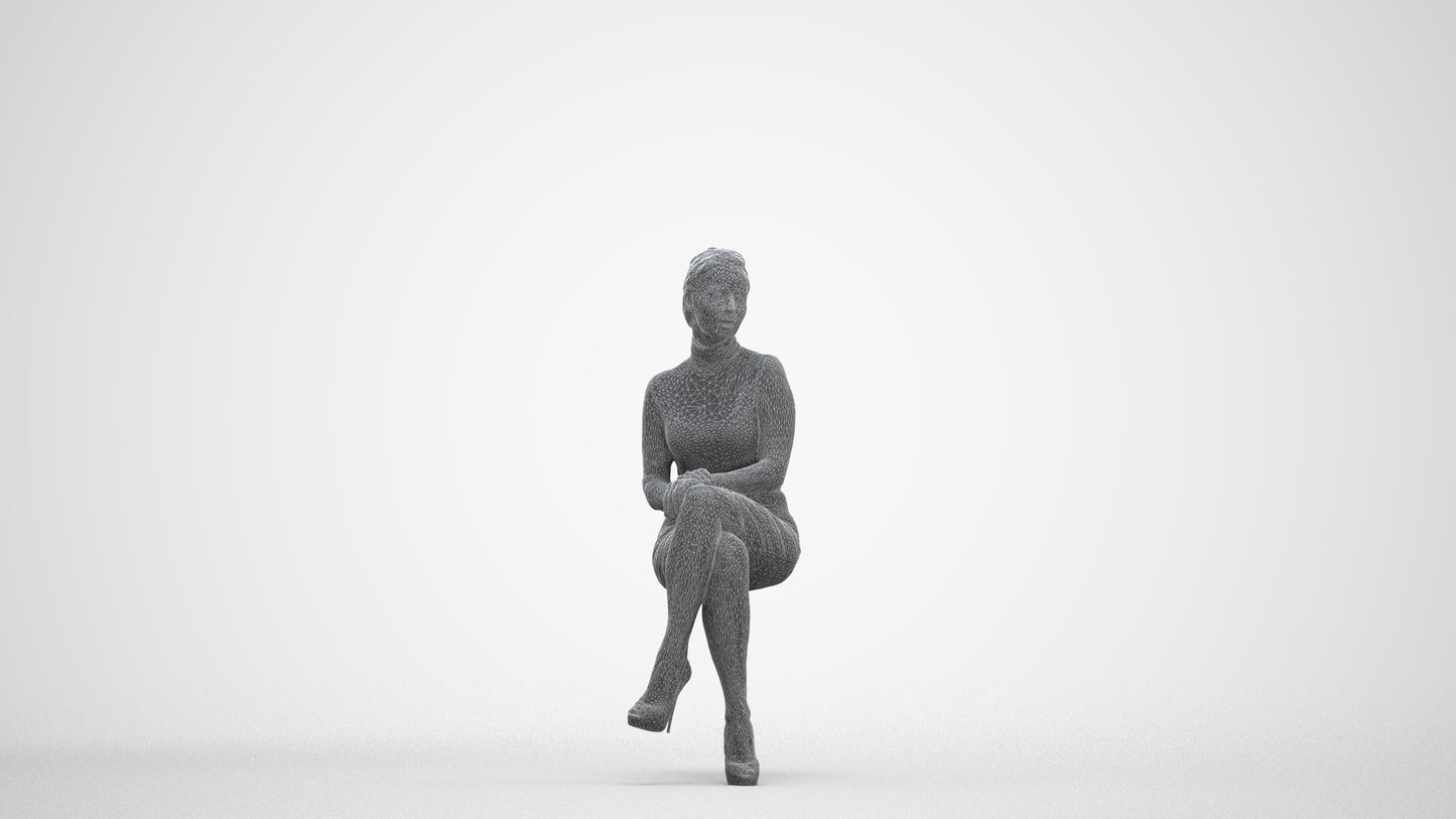 realistic 3D human woman business, archviz people FBX OBJ for Blender, three-quarter front view render