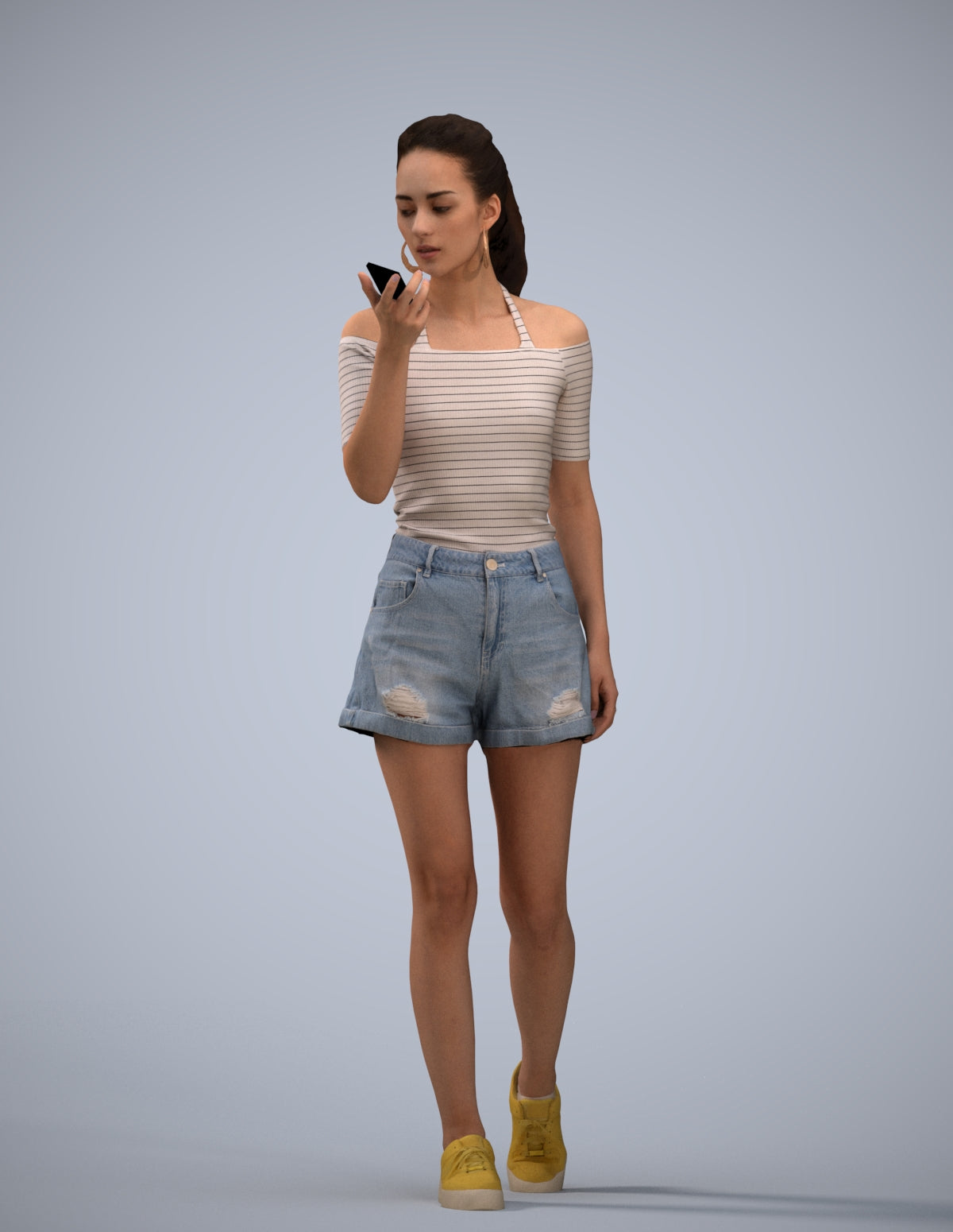 photogrammetry 3D woman casual walking, realistic human model archviz FBX