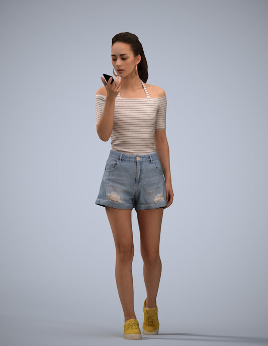 photogrammetry 3D woman casual walking, realistic human model archviz FBX