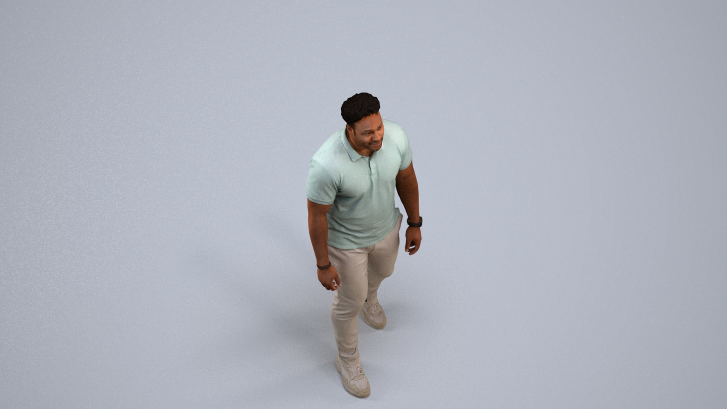 realistic 3D people man casual walking, render-ready for V-Ray and Corona, FBX OBJ, back view render