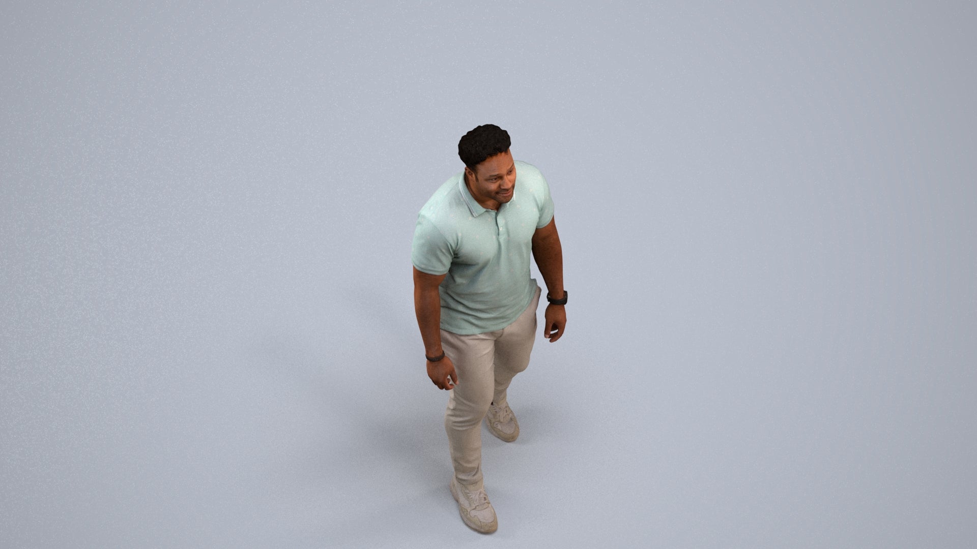 realistic 3D people man casual walking, render-ready for V-Ray and Corona, FBX OBJ, back view render