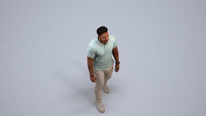 realistic 3D people man casual walking, render-ready for V-Ray and Corona, FBX OBJ, back view render