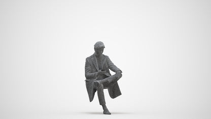 3D people model man business sitting, scanned human for 3ds Max rendering, three-quarter front view render