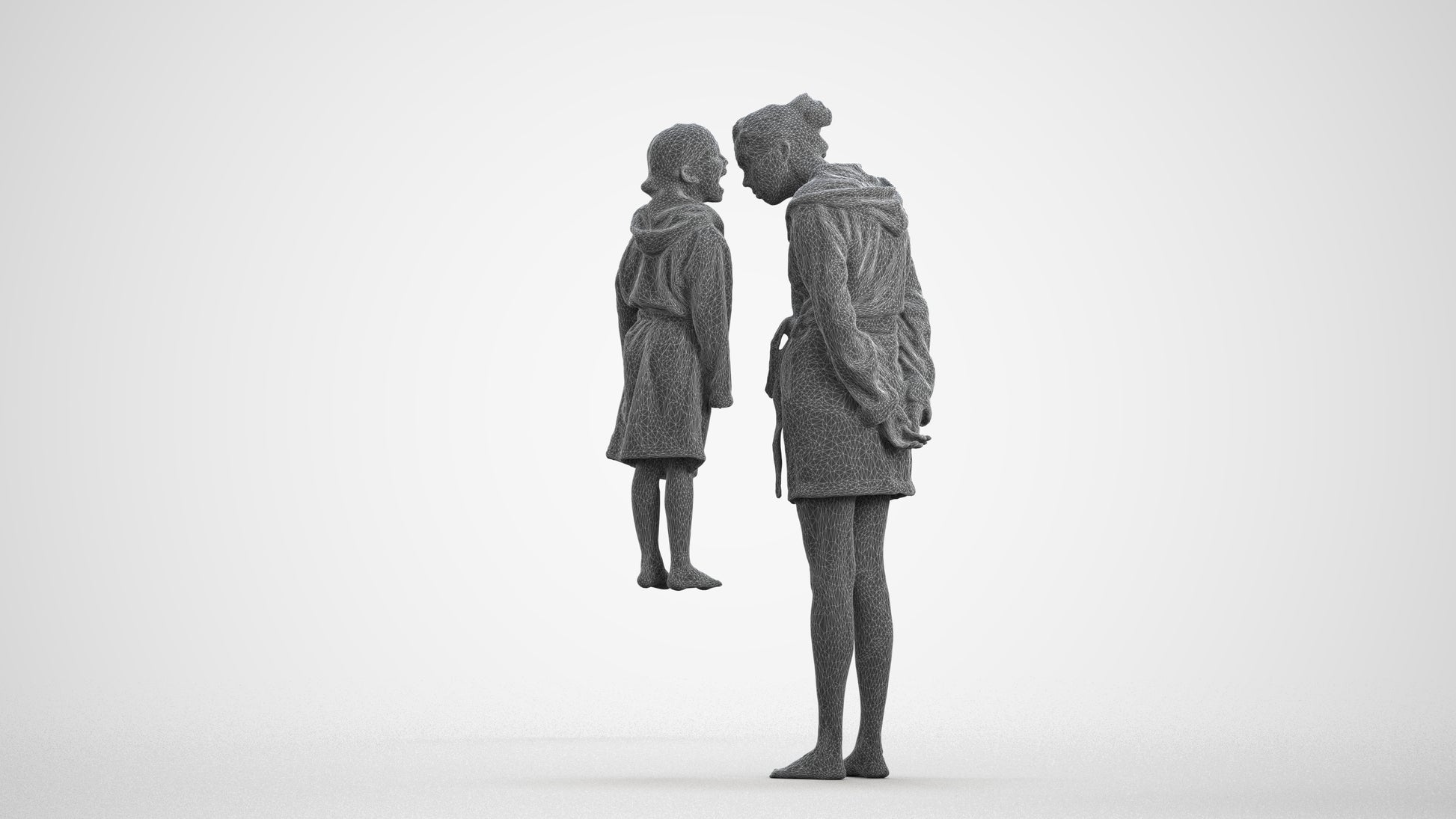 realistic 3D people girl casual kids, render-ready for V-Ray and Corona, FBX OBJ, wireframe front view