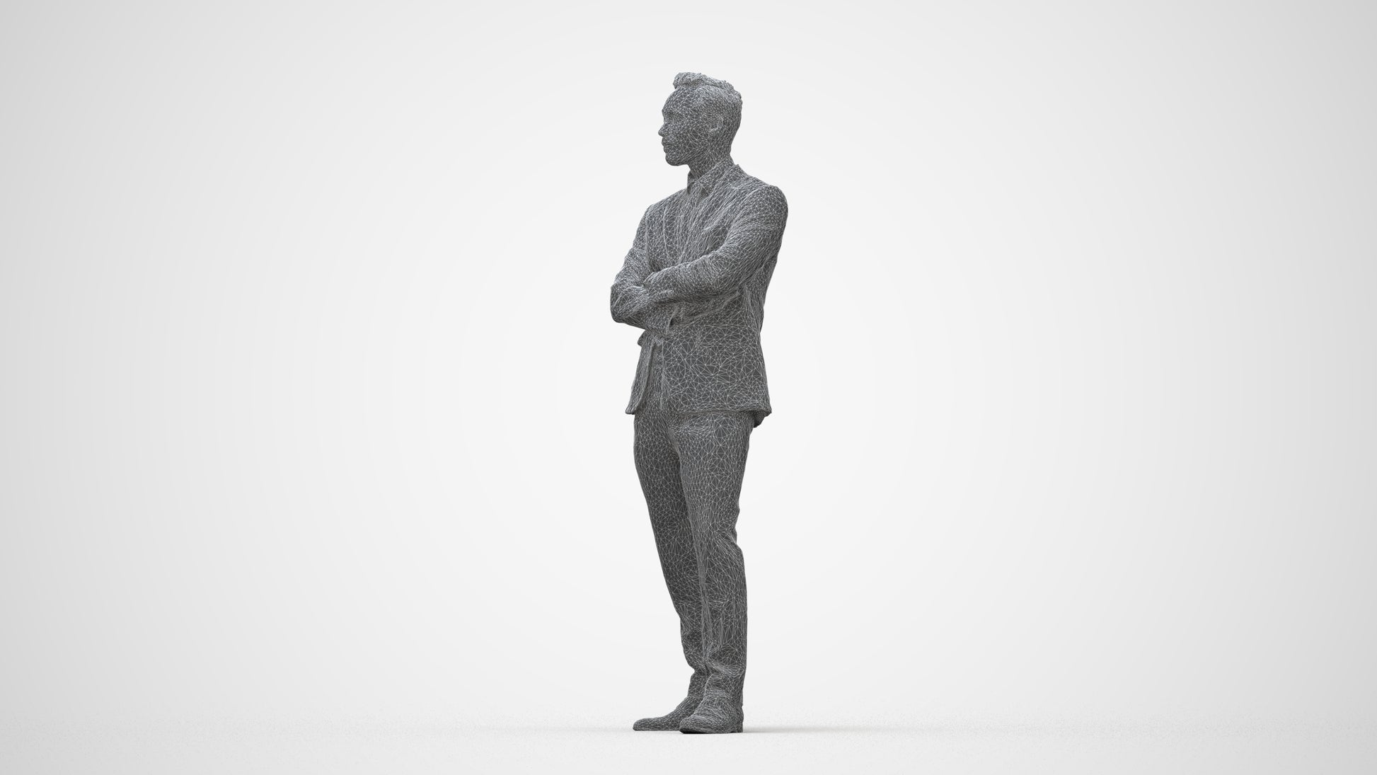 realistic 3D human man formal business, archviz people FBX OBJ for Blender, wireframe back view