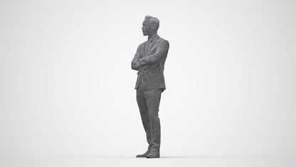 realistic 3D human man formal business, archviz people FBX OBJ for Blender, wireframe back view