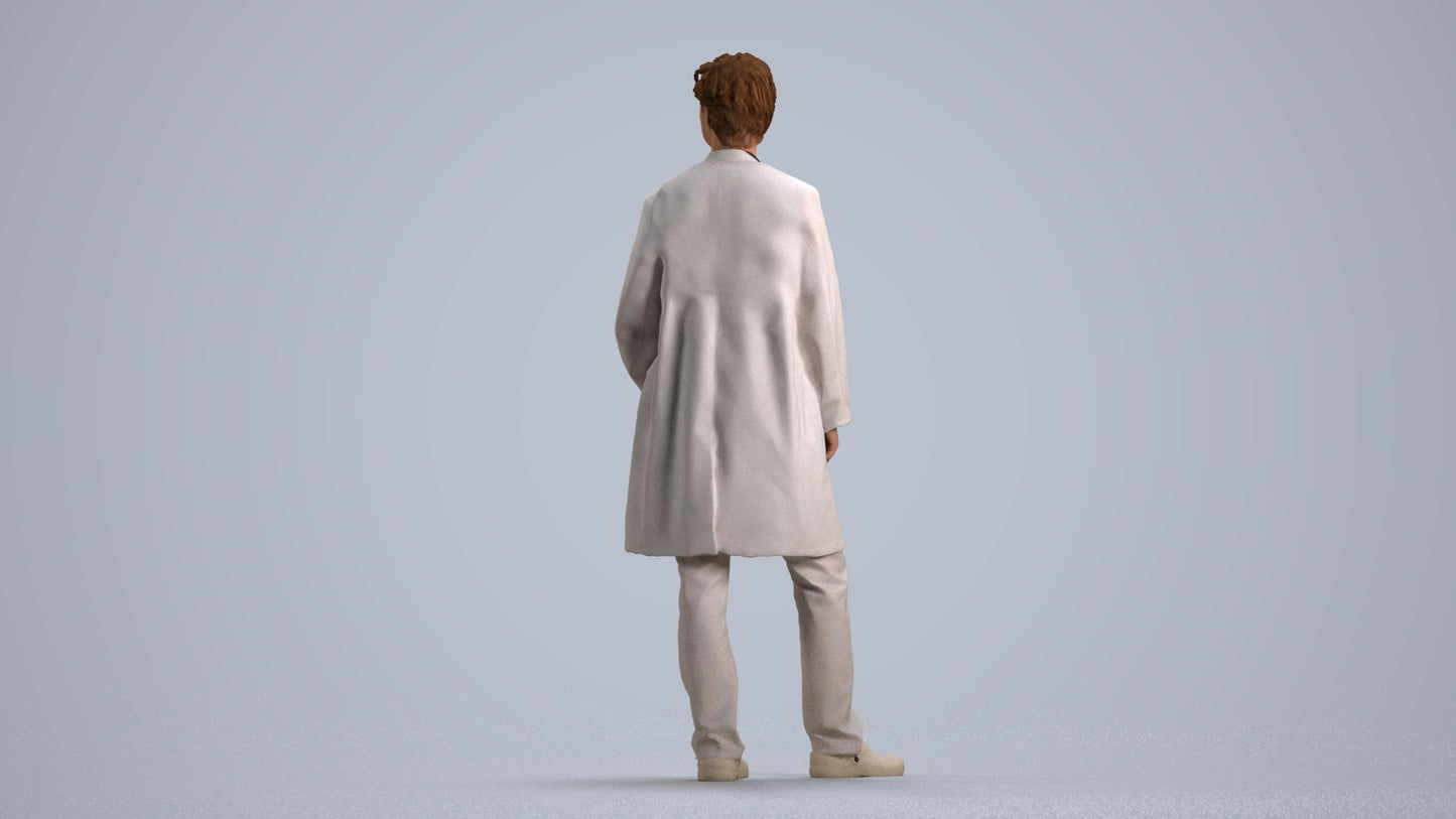 scanned 3D man standing, photogrammetry people for Enscape and V-Ray, front view render