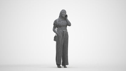 realistic 3D people woman casual standing, render-ready for V-Ray and Corona, FBX OBJ, three-quarter front view render
