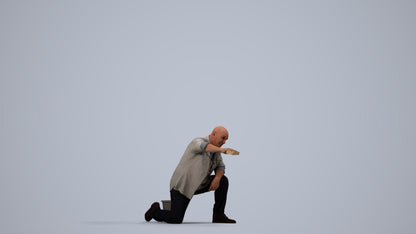 realistic 3D people senior man casual driving, render-ready for V-Ray and Corona, FBX OBJ, side view render