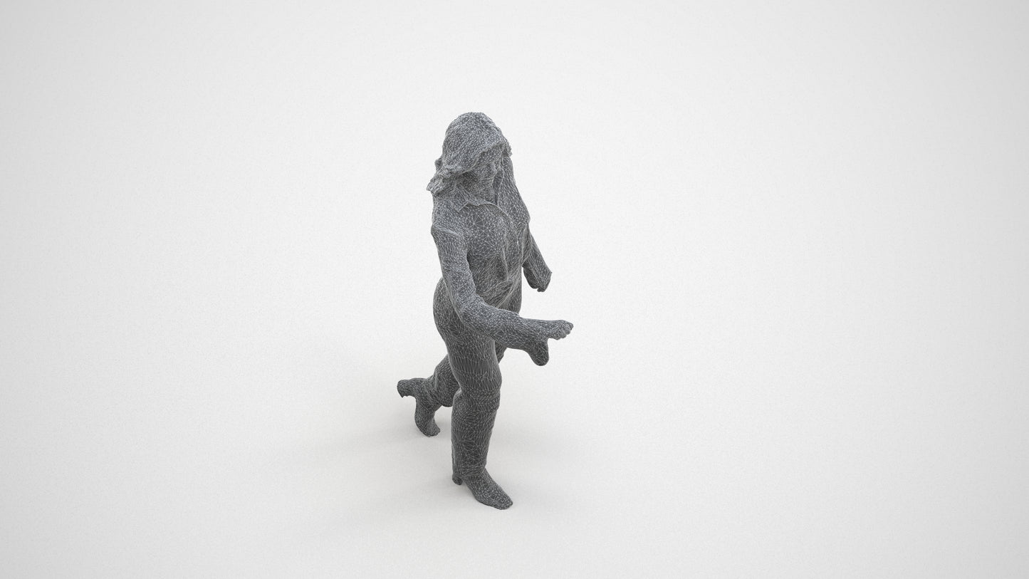 3D scanned woman door business, photorealistic archviz people for Enscape and SketchUp, wireframe three-quarter view