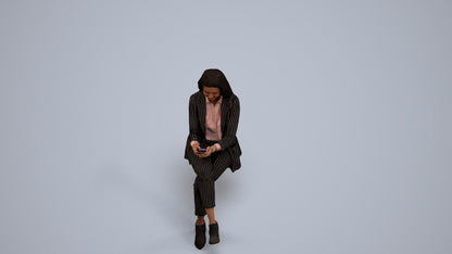 realistic 3D human woman business, archviz people FBX OBJ for Blender, back view render
