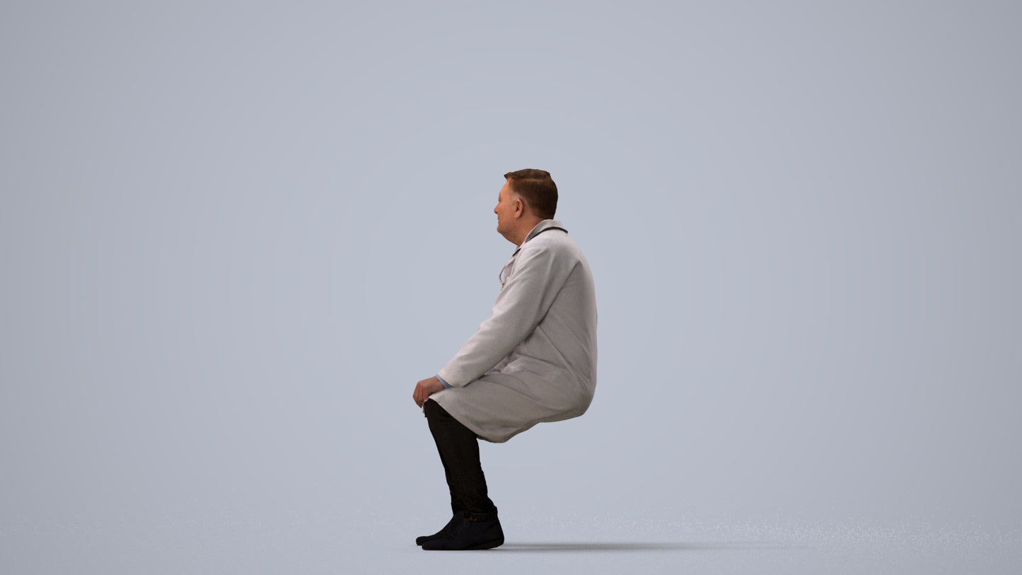 3D scanned man medical, photorealistic archviz people for Enscape and SketchUp, three-quarter view render