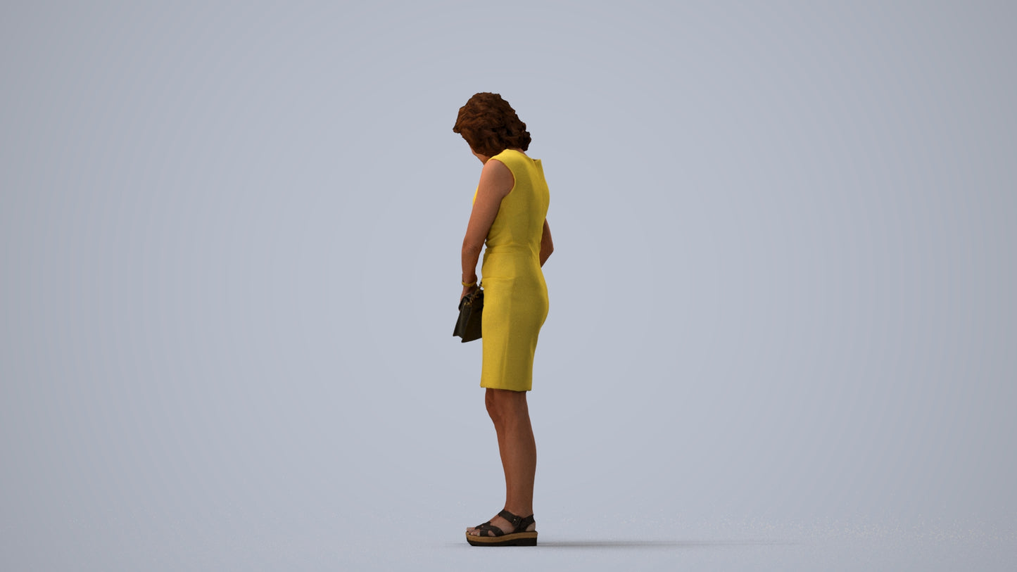 photogrammetry 3D woman business standing, realistic human model archviz FBX, three-quarter view render