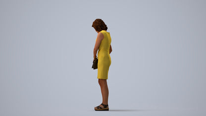 photogrammetry 3D woman business standing, realistic human model archviz FBX, three-quarter view render