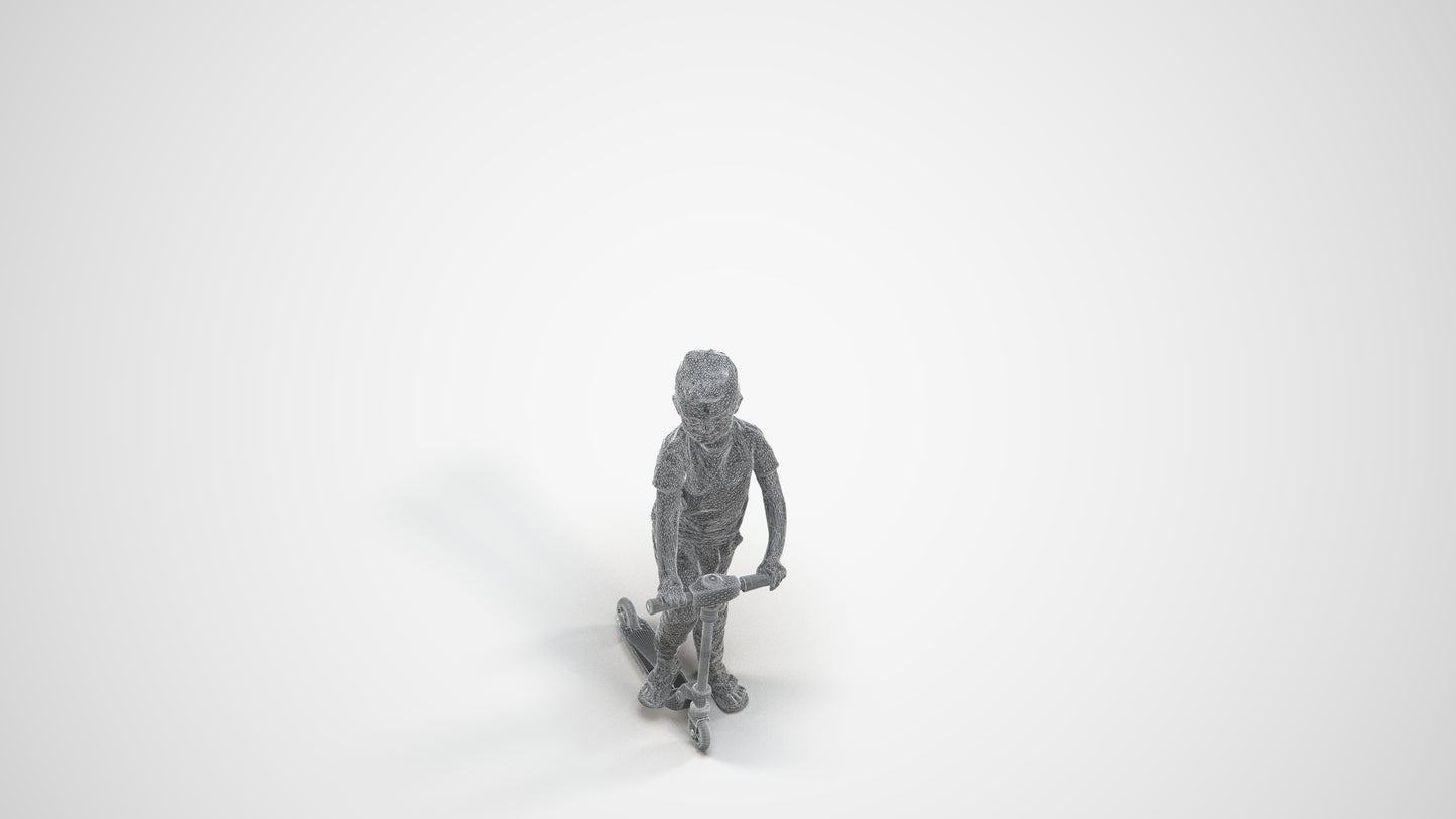 3D people model boy casual kids, scanned human for 3ds Max rendering, wireframe three-quarter view