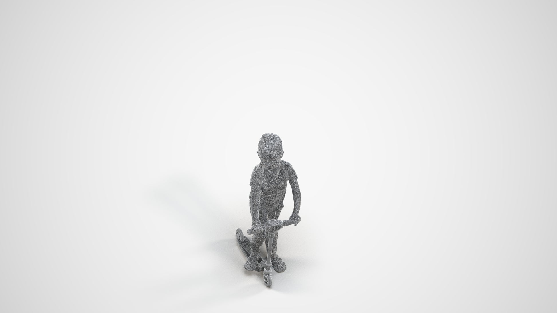 3D people model boy casual kids, scanned human for 3ds Max rendering, wireframe three-quarter view