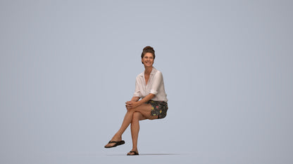 realistic 3D woman casual mix, scanned archviz people for Blender and 3ds Max, top-down view render