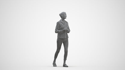 3D scanned senior woman standing casual, photorealistic archviz people for Enscape and SketchUp