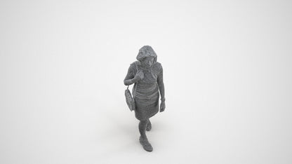 realistic 3D people woman business walking, render-ready for V-Ray and Corona, FBX OBJ, wireframe three-quarter view