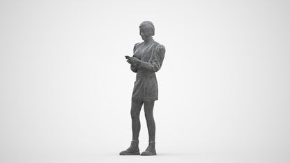 photogrammetry 3D woman casual standing, realistic human model archviz FBX, three-quarter front view render