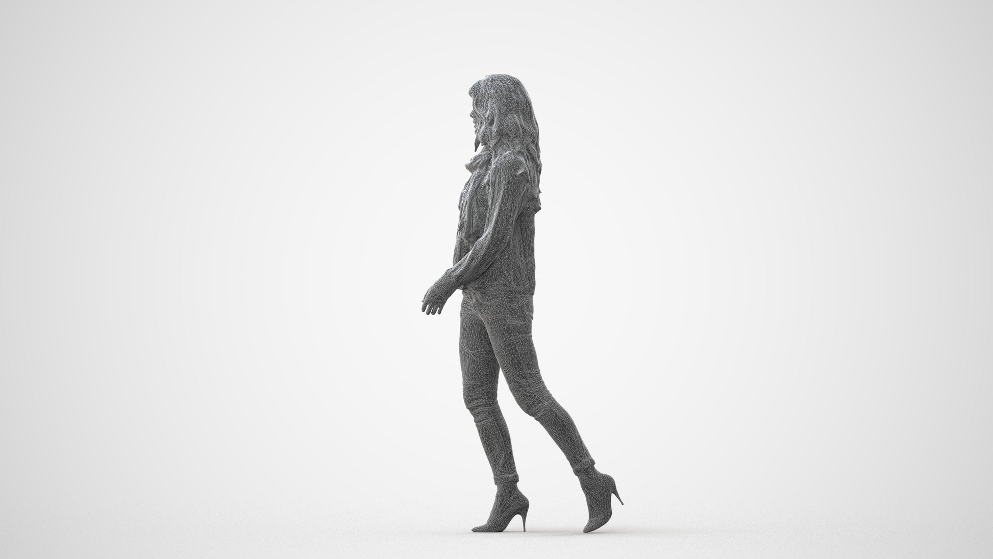3D people model woman casual standing, scanned human for 3ds Max rendering, square thumbnail