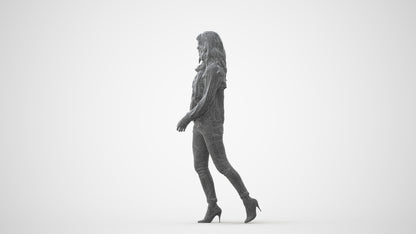 3D people model woman casual standing, scanned human for 3ds Max rendering, square thumbnail