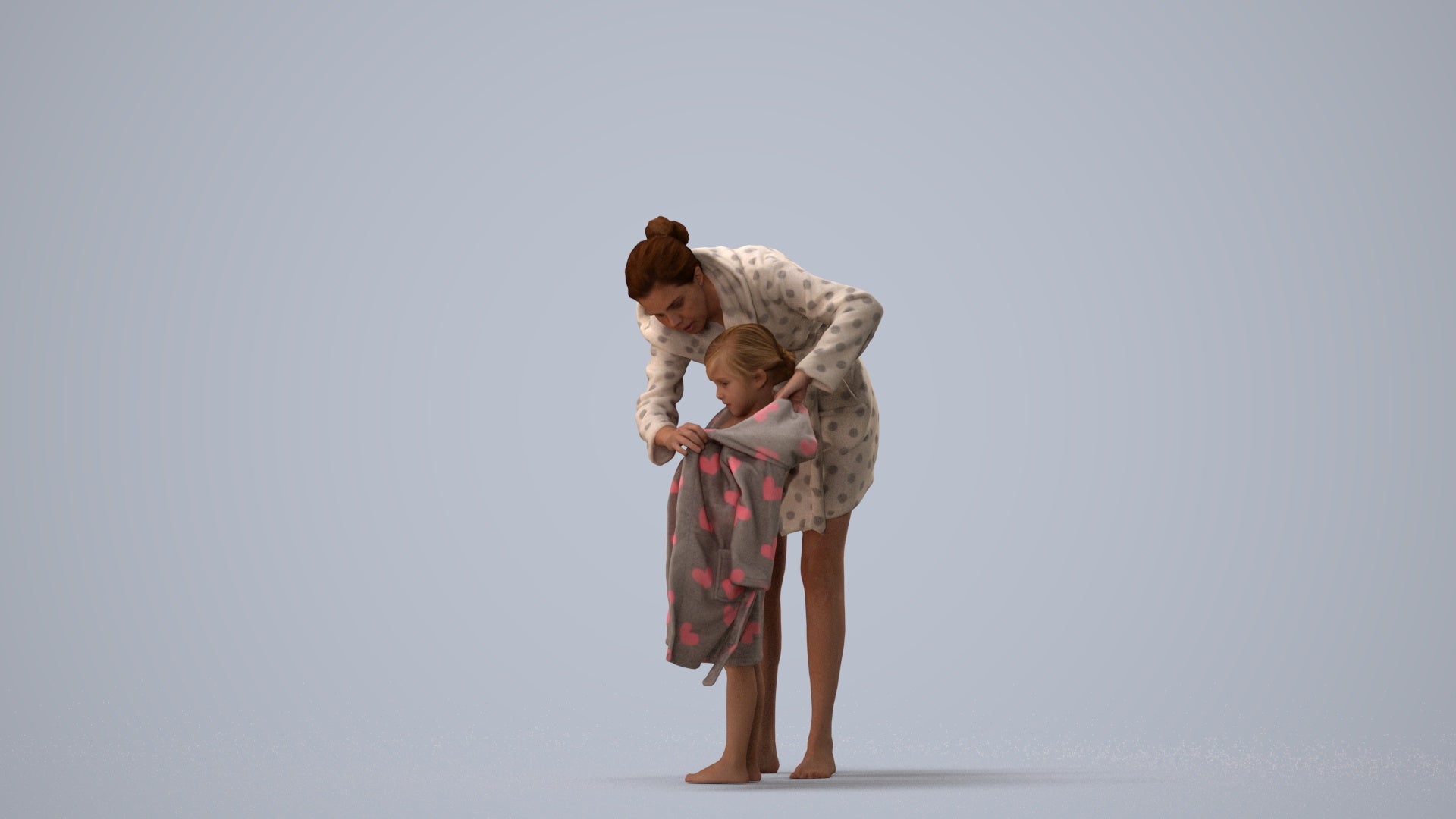 3D people model girl kids, scanned human for 3ds Max rendering, three-quarter view render