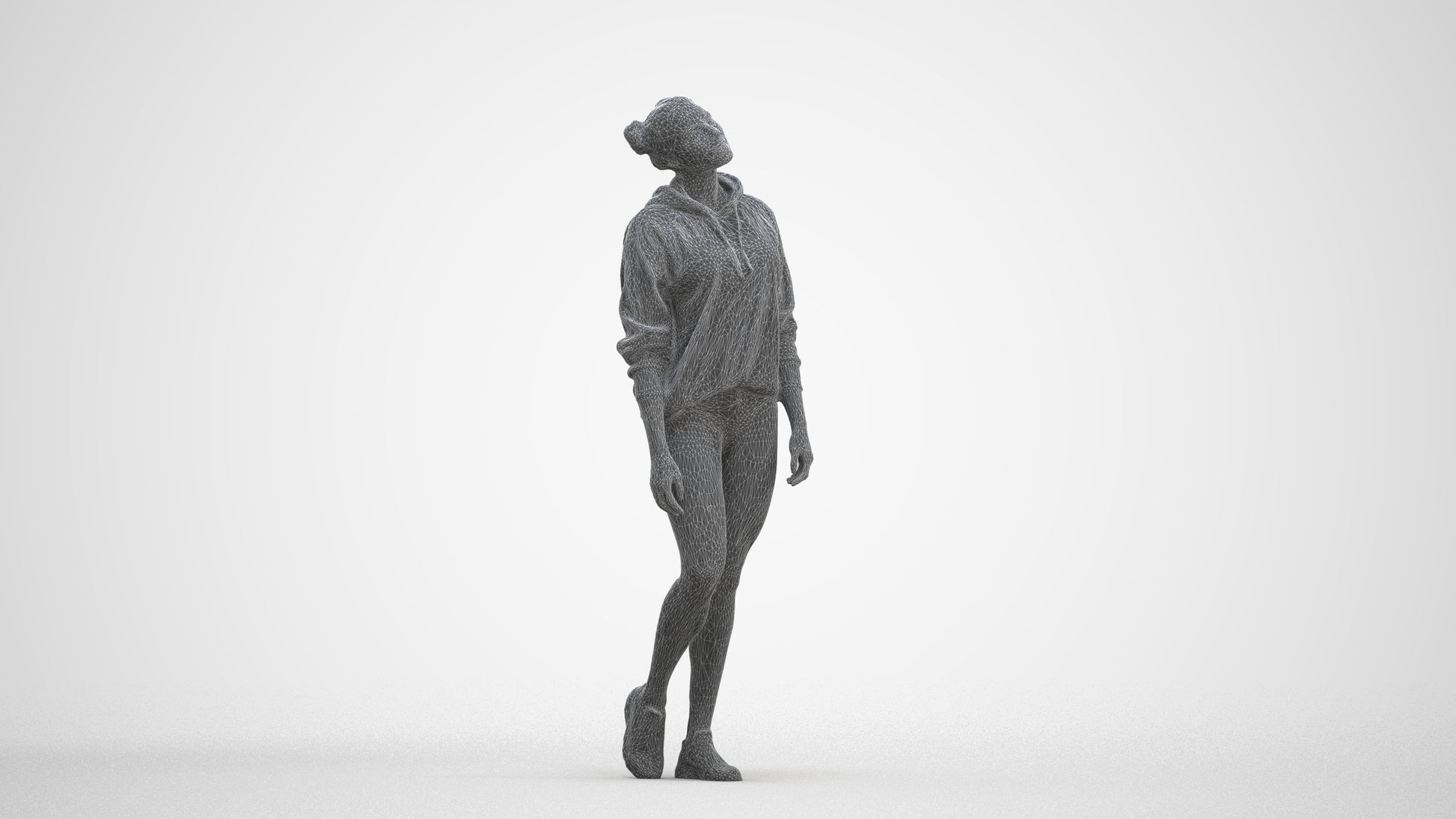 realistic 3D people woman casual walking, render-ready for V-Ray and Corona, FBX OBJ, three-quarter front view render