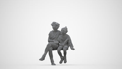 realistic 3D people girl kids, render-ready for V-Ray and Corona, FBX OBJ, wireframe back view