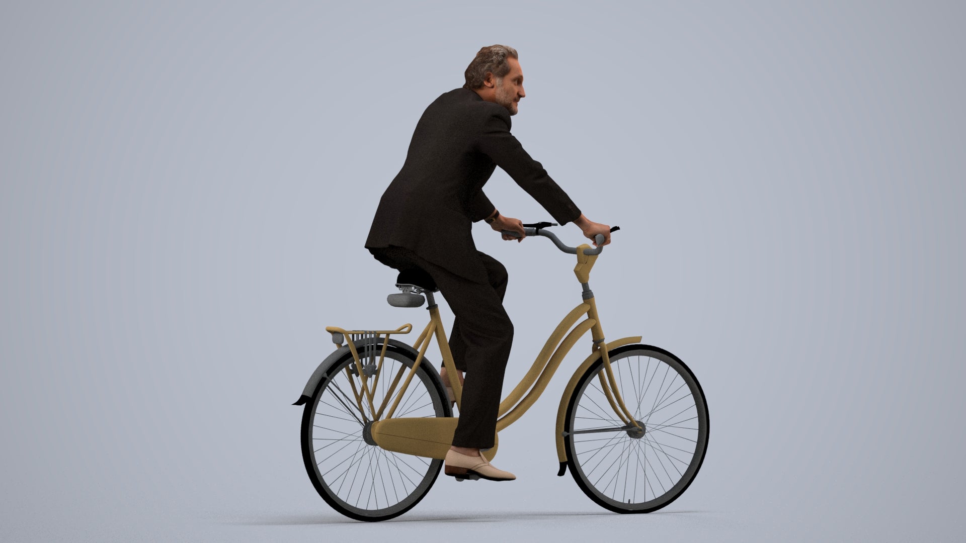 realistic 3D people man business cycling, render-ready for V-Ray and Corona, FBX OBJ, side view render