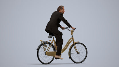 realistic 3D people man business cycling, render-ready for V-Ray and Corona, FBX OBJ, side view render