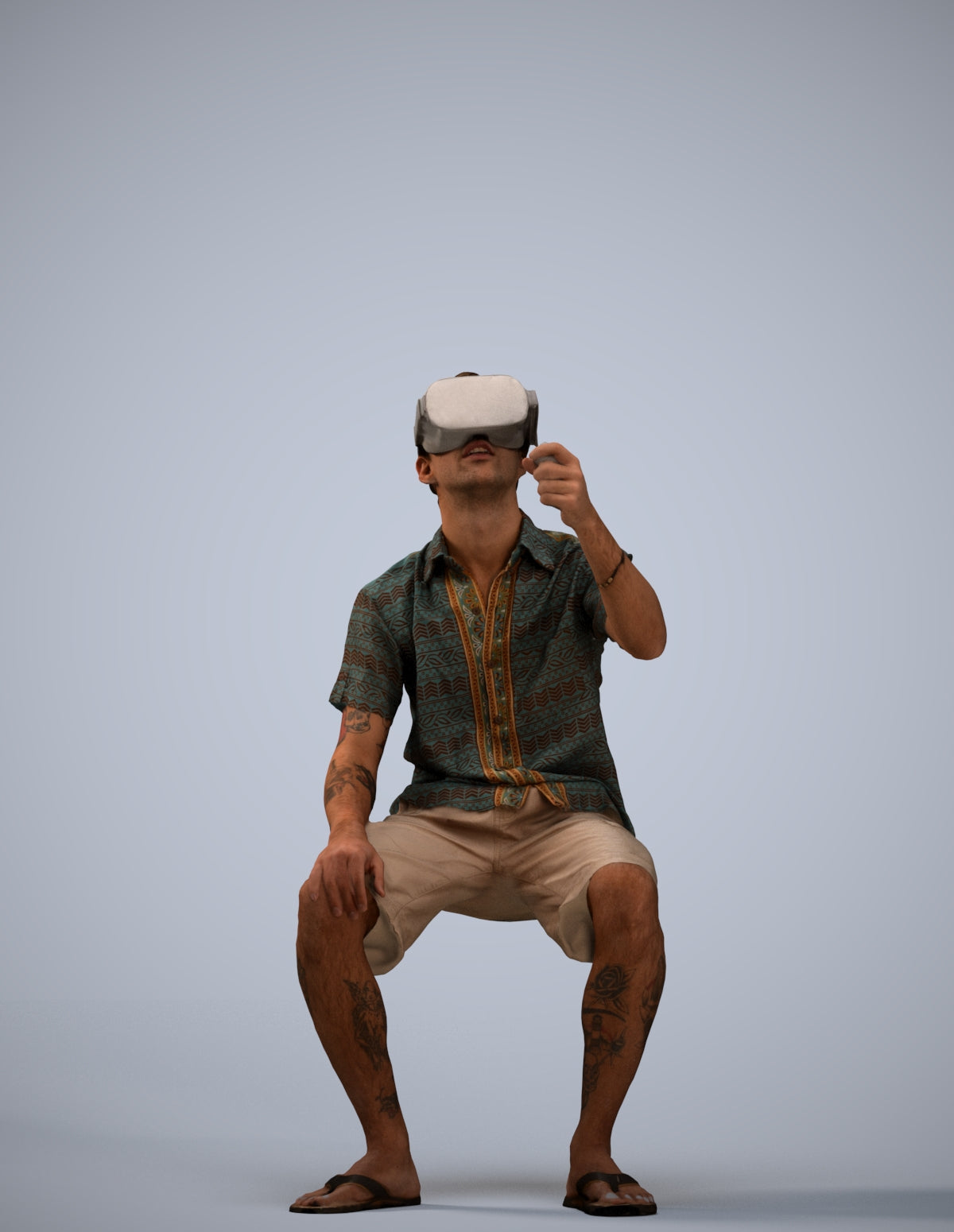 realistic 3D man casual sitting, scanned archviz people for Blender and 3ds Max