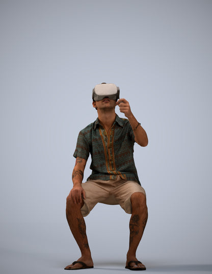 realistic 3D man casual sitting, scanned archviz people for Blender and 3ds Max
