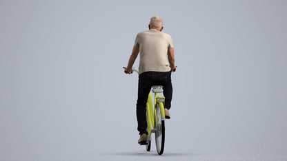 scanned 3D senior man casual cycling, photogrammetry people for Enscape and V-Ray, front view render