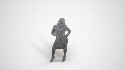 photogrammetry 3D woman business, realistic human model archviz FBX, wireframe three-quarter view