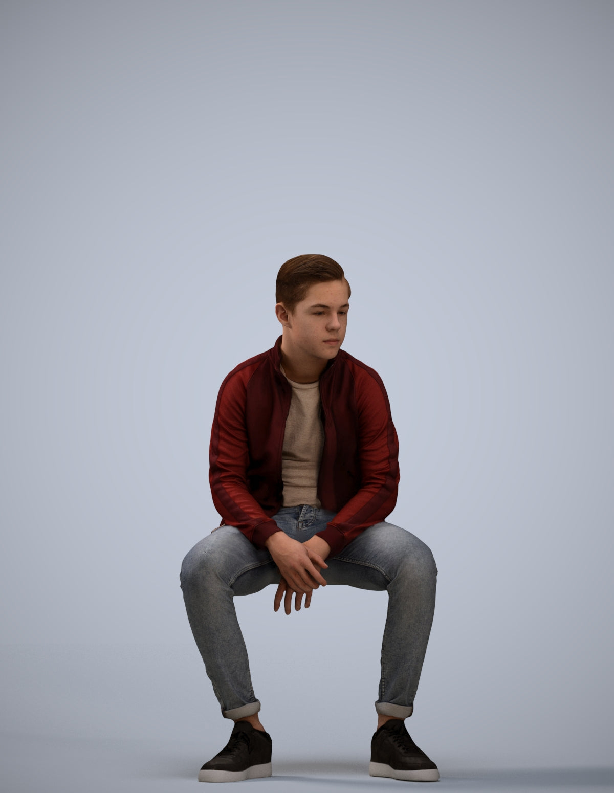 3D scanned boy kids casual, photorealistic archviz people for Enscape and SketchUp