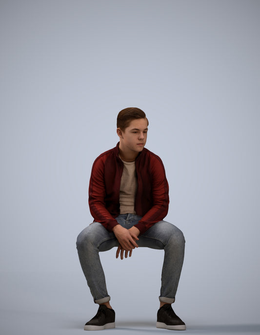 3D scanned boy kids casual, photorealistic archviz people for Enscape and SketchUp
