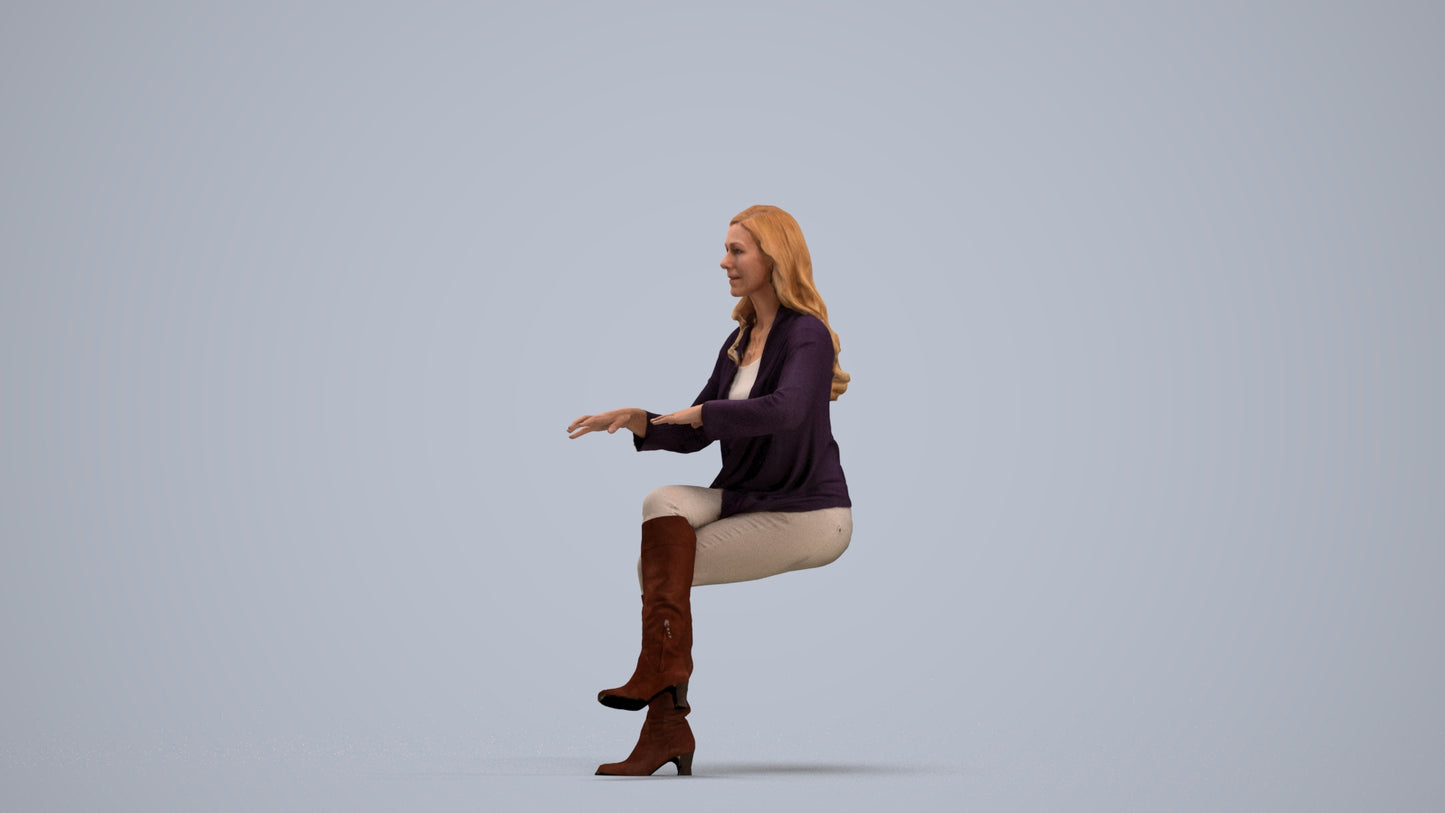 realistic 3D people woman business sitting, render-ready for V-Ray and Corona, FBX OBJ, standing pose render
