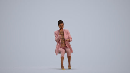 photogrammetry 3D woman business sitting, realistic human model archviz FBX, standing pose render